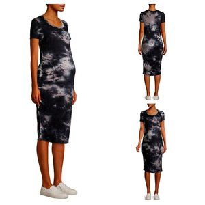 EUC TIME & TRU Black Tie-Dye Maternity Dress | Side Rouching | Size: XL (16-18)
